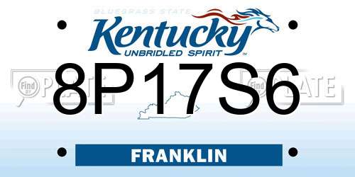 8P17S6 Kentucky License Plate