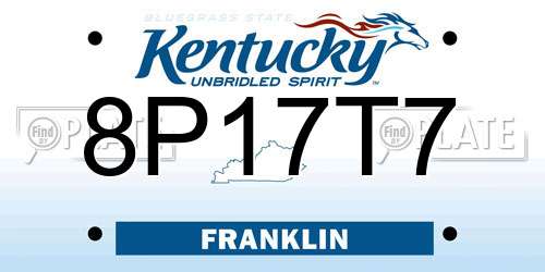 8P17T7 Kentucky License Plate