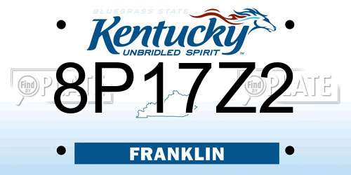 8P17Z2 Kentucky License Plate