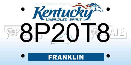 8P20T8 Kentucky License Plate