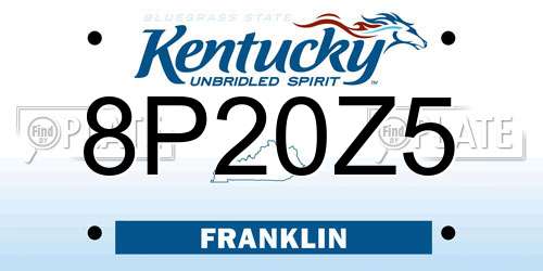 8P20Z5 Kentucky License Plate