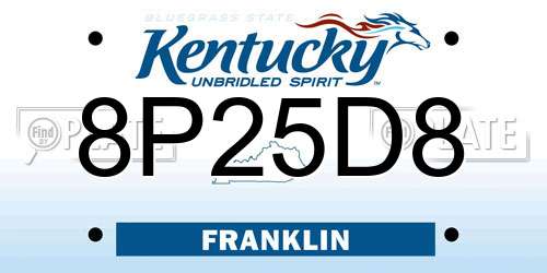8P25D8 Kentucky License Plate