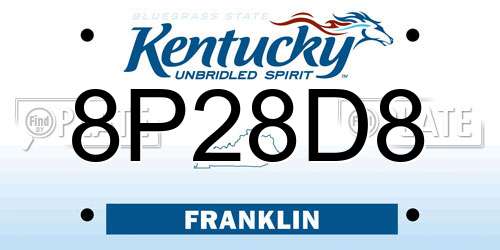 8P28D8 Kentucky License Plate