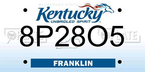 8P28O5 Kentucky License Plate