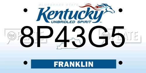 8P43G5 Kentucky License Plate