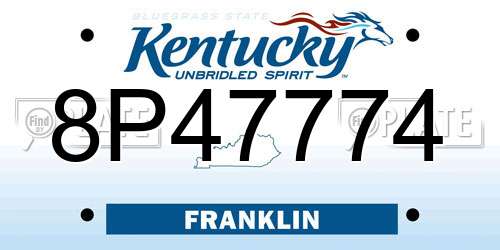 8P47774 Kentucky License Plate