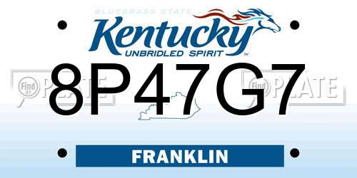 8P47G7 Kentucky License Plate