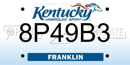 8P49B3 Kentucky License Plate