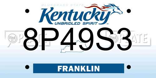 8P49S3 Kentucky License Plate