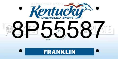 8P55587 Kentucky License Plate