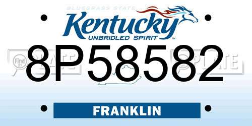 8P58582 Kentucky License Plate