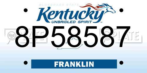 8P58587 Kentucky License Plate