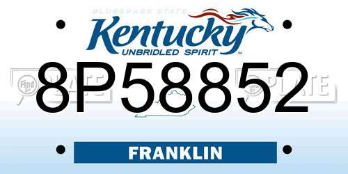 8P58852 Kentucky License Plate