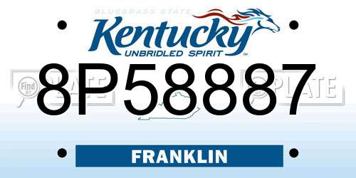 8P58887 Kentucky License Plate