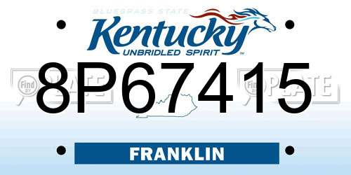 8P67415 Kentucky License Plate