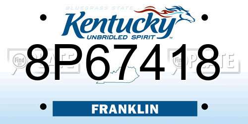 8P67418 Kentucky License Plate