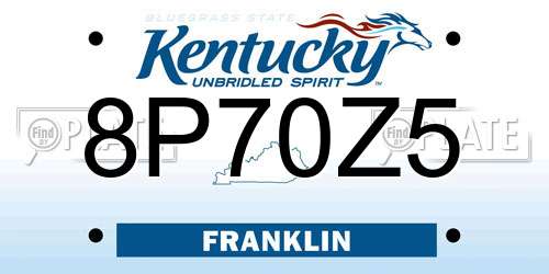 8P70Z5 Kentucky License Plate