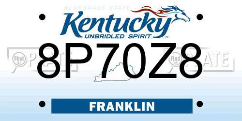 8P70Z8 Kentucky License Plate