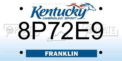 8P72E9 Kentucky License Plate