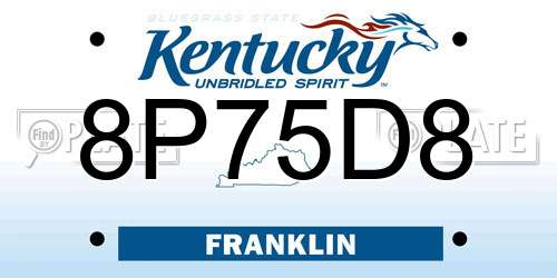 8P75D8 Kentucky License Plate