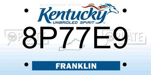8P77E9 Kentucky License Plate