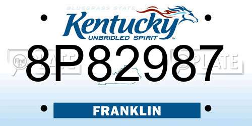 8P82987 Kentucky License Plate