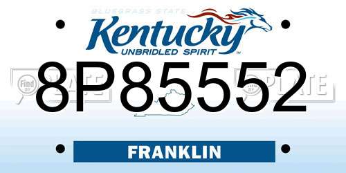 8P85552 Kentucky License Plate