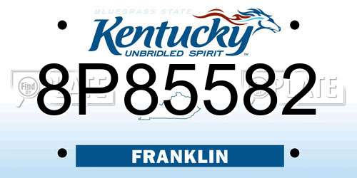 8P85582 Kentucky License Plate