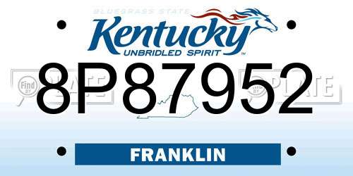8P87952 Kentucky License Plate