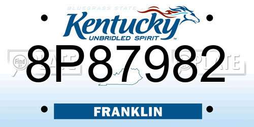 8P87982 Kentucky License Plate