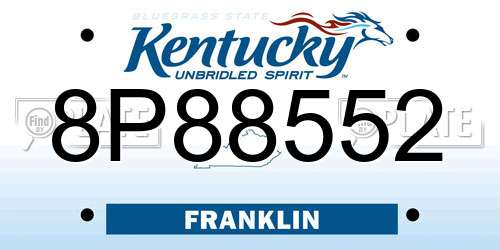 8P88552 Kentucky License Plate
