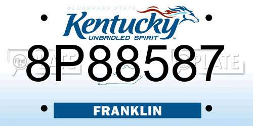8P88587 Kentucky License Plate