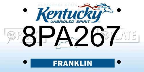 8PA267 Kentucky License Plate