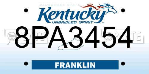 8PA3454 Kentucky License Plate