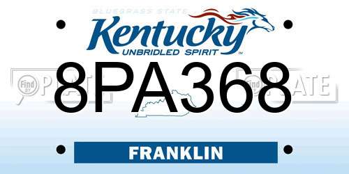 8PA368 Kentucky License Plate