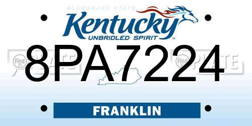 8PA7224 Kentucky License Plate