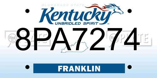8PA7274 Kentucky License Plate