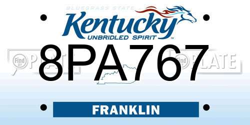 8PA767 Kentucky License Plate
