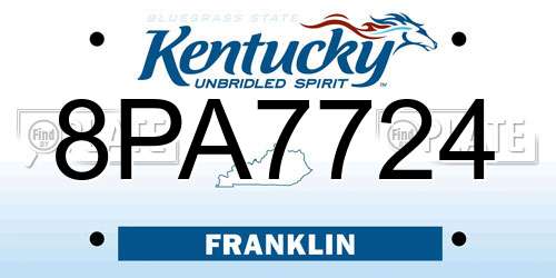 8PA7724 Kentucky License Plate