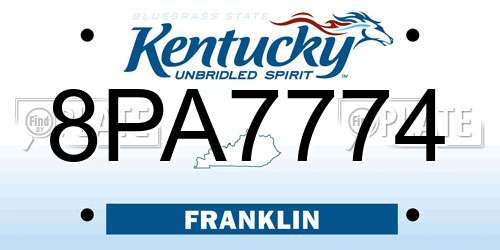 8PA7774 Kentucky License Plate
