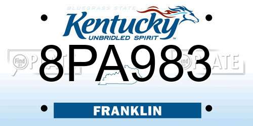 8PA983 Kentucky License Plate