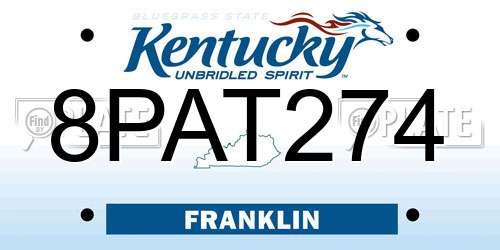 8PAT274 Kentucky License Plate