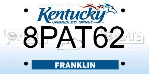 8PAT62 Kentucky License Plate