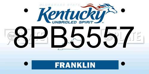 8PB5557 Kentucky License Plate