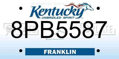 8PB5587 Kentucky License Plate