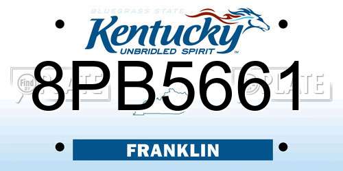 8PB5661 Kentucky License Plate