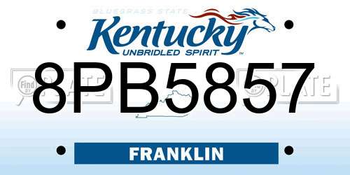 8PB5857 Kentucky License Plate