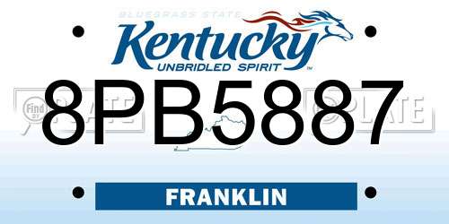 8PB5887 Kentucky License Plate