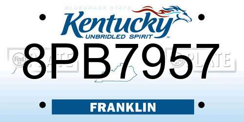 8PB7957 Kentucky License Plate