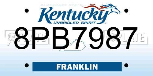 8PB7987 Kentucky License Plate
